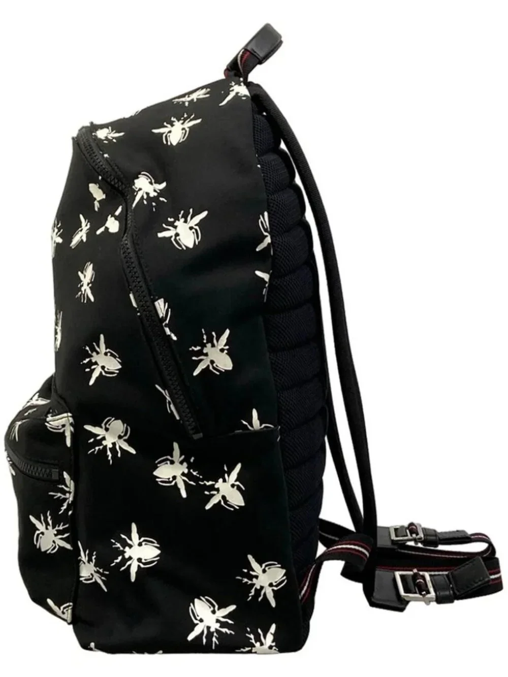 Dior HOMME 1PEBA064 Black White Red Nylon Leather Backpack